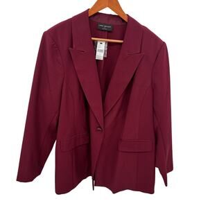 LANE BRYANT NWT Maroon Notched Collared Blazer Jacket // 24
